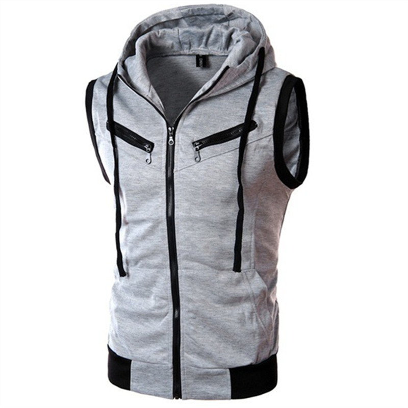Vintage Zip Hoodie - Nieuwe heren mouwloze vesten met capuchon