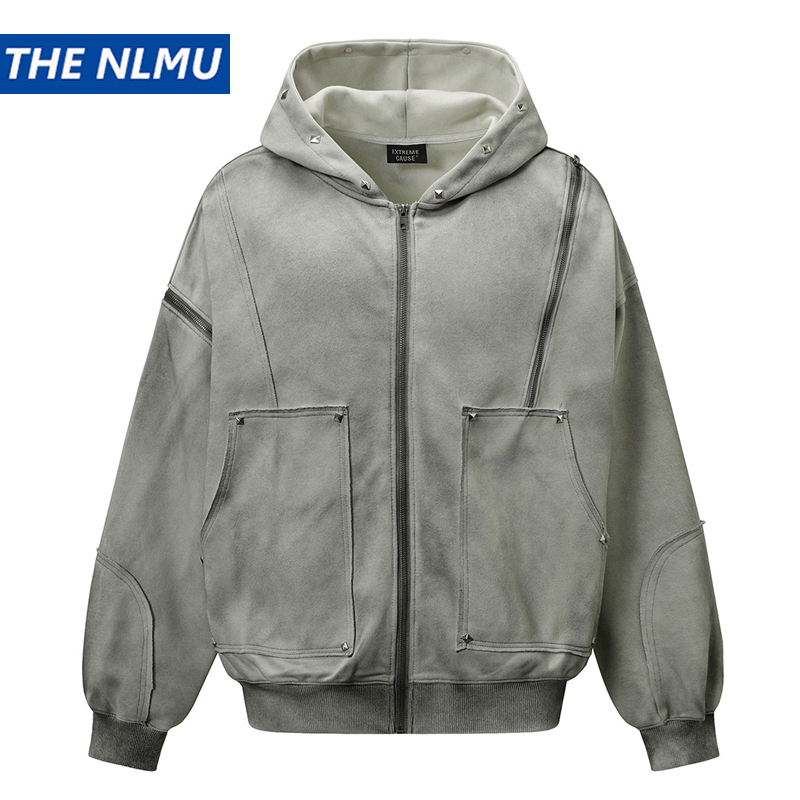 Vintage Zip Hoodie - Mannen Vintage Capuchon 2025, Retro Zip