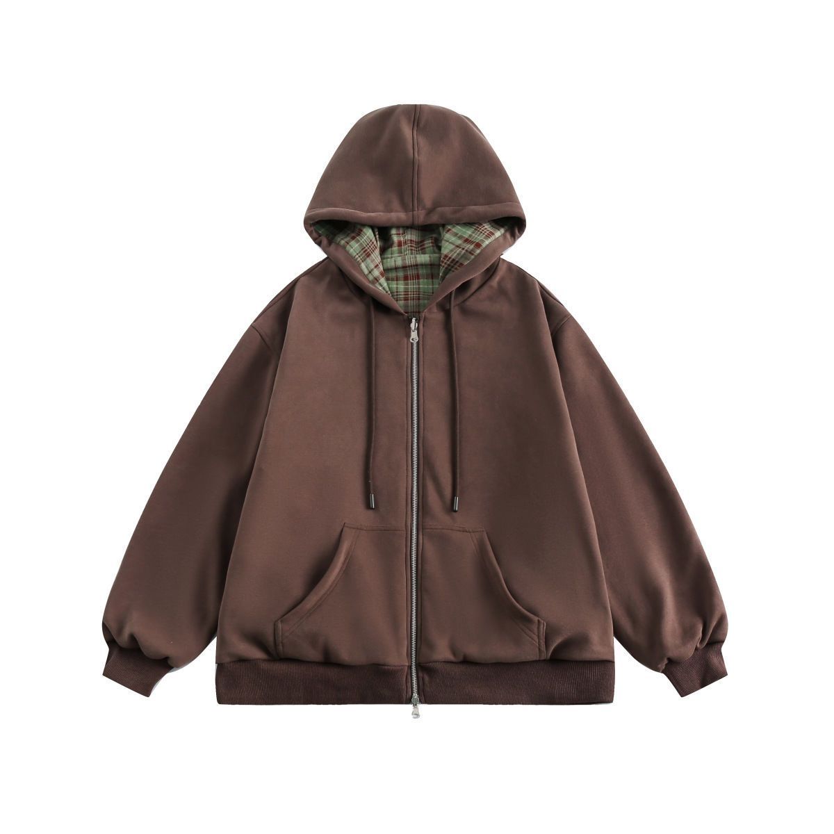 Amerikaans retro bruin geruit  - Vintage Zip Hoodie recensie en prijs