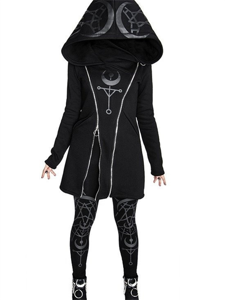 Gothic Punk Print Lange Mouwen - Vintage Zip Hoodie recensie en prijs