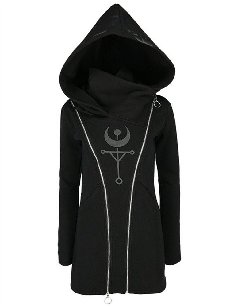 Gothic Punk Print Lange Mouwen - Vintage Zip Hoodie recensie en prijs