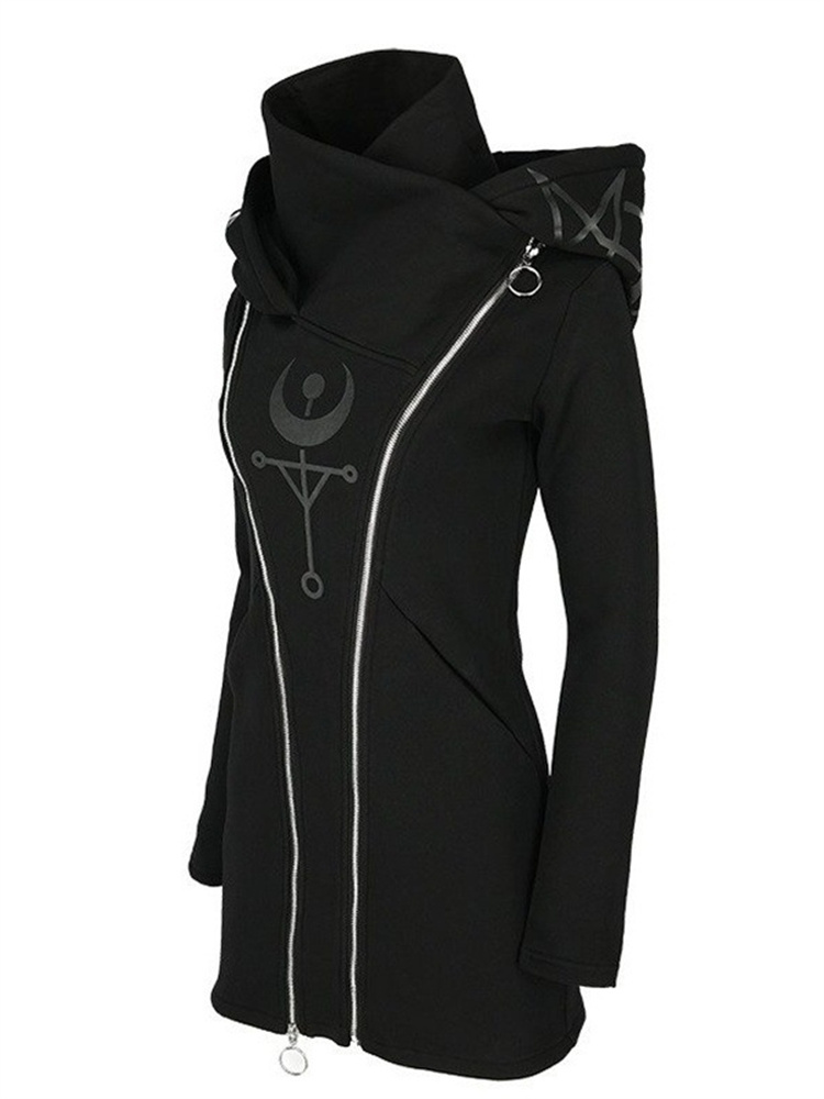Gothic Punk Print Lange Mouwen - Vintage Zip Hoodie recensie en prijs